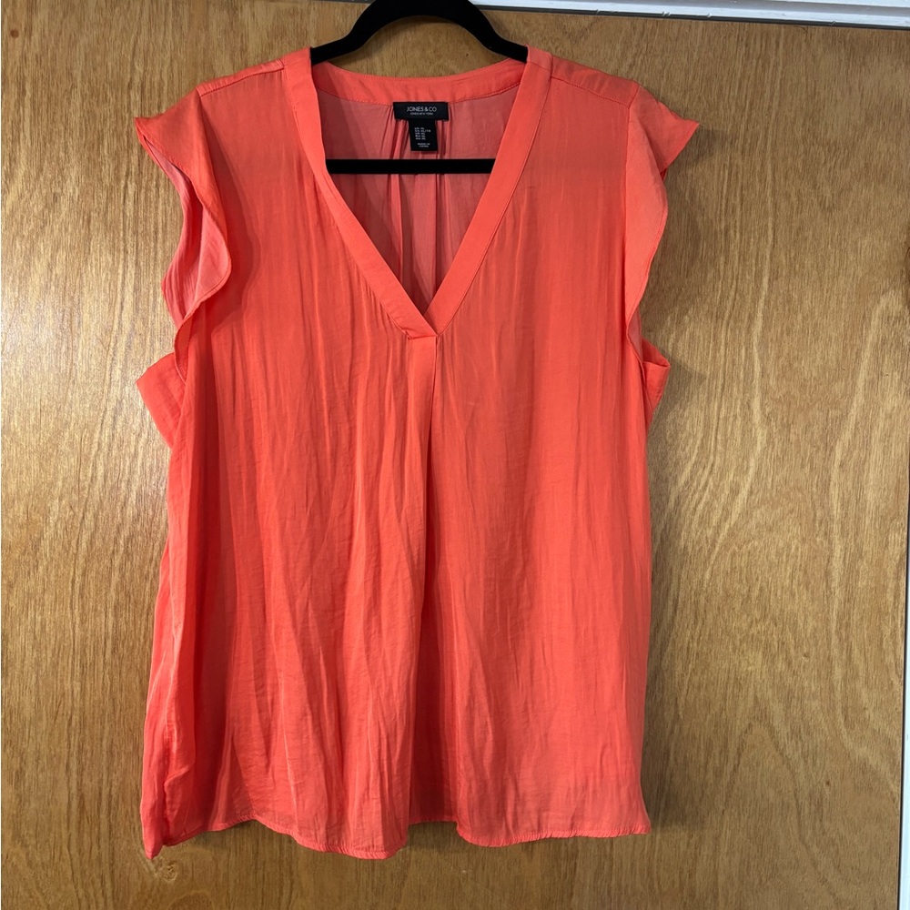 Jones New York Coral Ruffle Sleeve Blouse